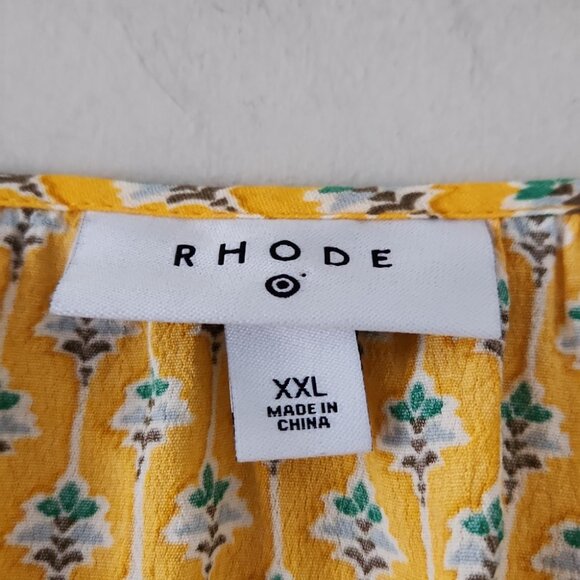 RHODE Yellow Wrap Dress with Billowy Sleeves - Picture 7 of 9